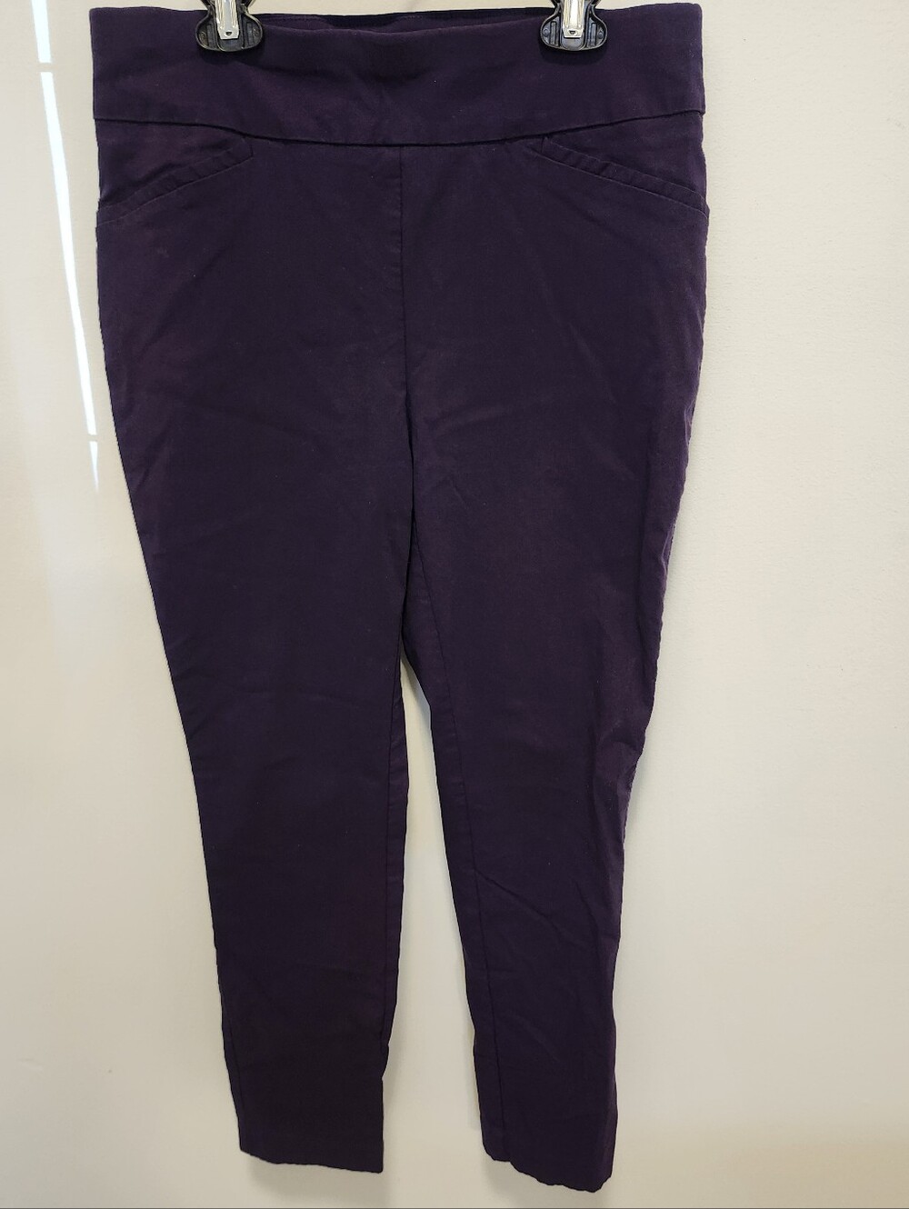 Chico's Deep Purple Perfect Stretch Pull On High Waist Pants 0.5 SHORT